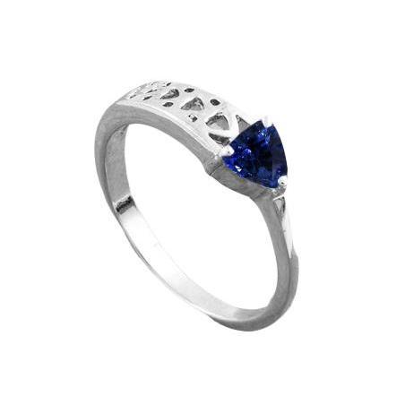 Solitär Ring Trillion Vintage Style Blauer Saphir 0.50 Karat Gold - harrychadent.de