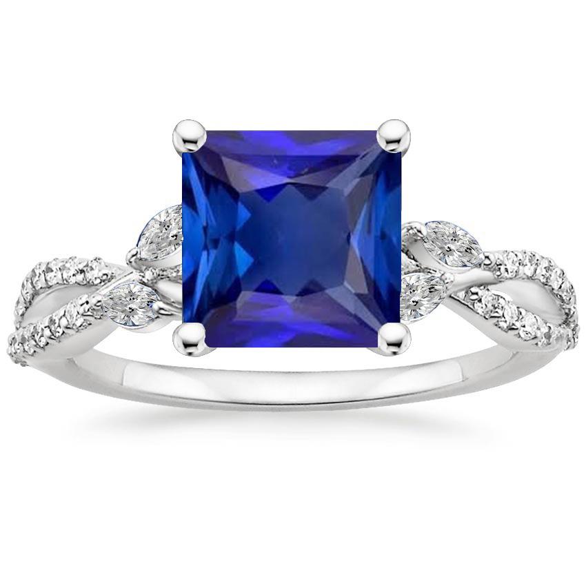 Solitär-Ring aus blauem Saphir mit Marquise und runden Akzenten 6 Karat - harrychadent.de