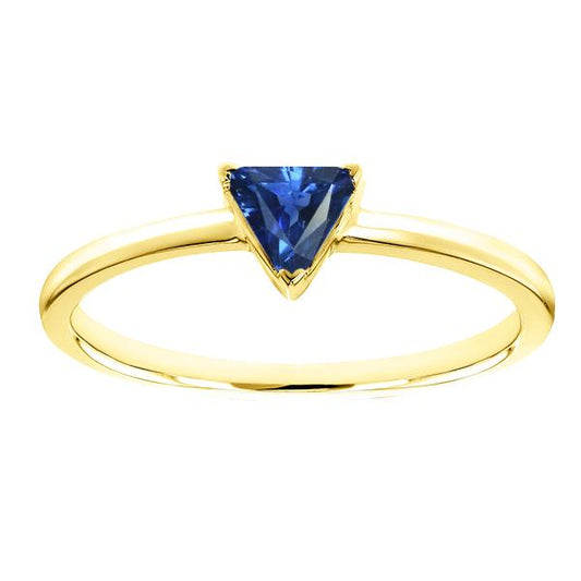 Solitär-Ring in Trillion-Form Gelbgold 14K Blauer Saphir 1 Karat - harrychadent.de