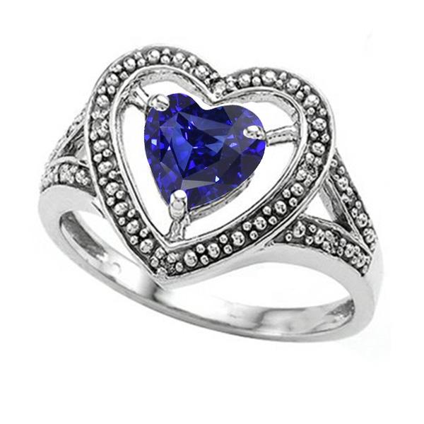 Solitär-Ring mit blauem Saphir im Vintage-Stil im Herzschliff 1,50 Karat - harrychadent.de