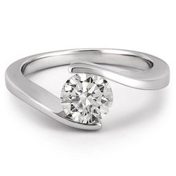 Solitär Runder Aus der Erde Abgebauter Natürlicher Diamant Ehering 1,25 Karat Weißgold 14K