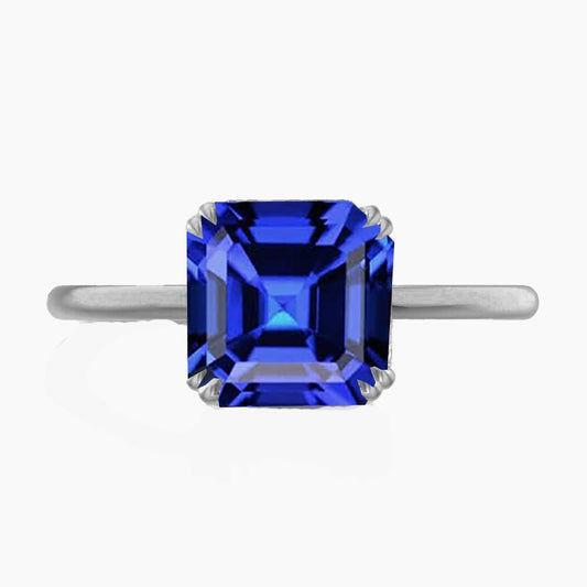 Solitär Saphir Ring Asscher Cut Double Prong Gold 14K 2,50 Karat - harrychadent.de