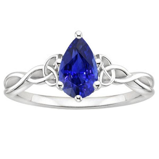 Solitär-Verlobungsring Birnenblauer Saphir Vintage-Stil 3 Karat - harrychadent.de
