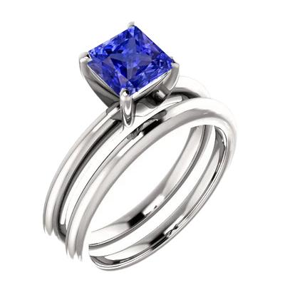 Solitär-Verlobungsring-Set Princess Blue Saphir 1 Karat - harrychadent.de
