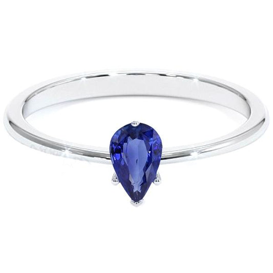 Solitär Weißgold Ring Tropfenform Birne Blauer Saphir 2 Karat - harrychadent.de