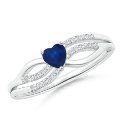 Solitär mit Akzent 2 Karat Saphir Aus der Erde Abgebauter Natürlicher Diamanten Ring Weißgold 14K