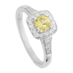 Solitär mit Akzent 3,5 Kt Gelber Saphir und Aus der Erde Abgebauter Natürlicher Diamanten Ring