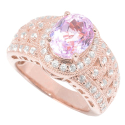 Solitär mit Akzent Kunzit mit Aus der Erde Abgebauter Natürlicher Diamanten 15 Karat Ring Roségold