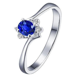 Solitär mit Akzent Sri Lanka Saphir und Aus der Erde Abgebauter Natürlicher Diamanten Ring 1,90 Karat