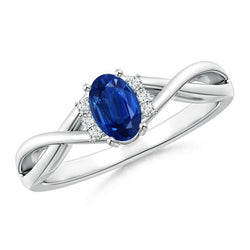 Solitär mit Akzenten 1.80 Kt. Sri Lanka Blauer Saphir-Aus der Erde Abgebauter Natürlicher Diamanten-Ring