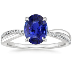 Solitär mit Akzenten Jubiläumsring Blauer Saphir 3.50 Karat