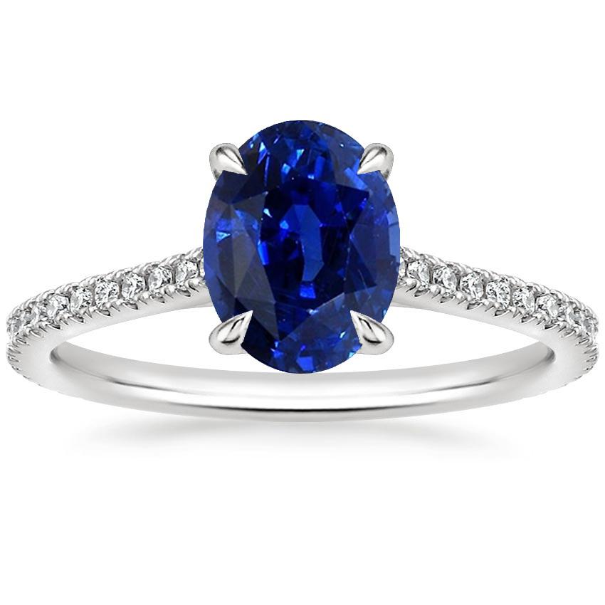 Solitär mit Akzenten Ring Blauer Saphir & Pave Diamanten 3 Karat - harrychadent.de