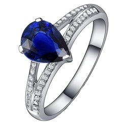 Solitär mit Akzenten Ring Doppelschaft Blauer Saphir 3,25 Karat