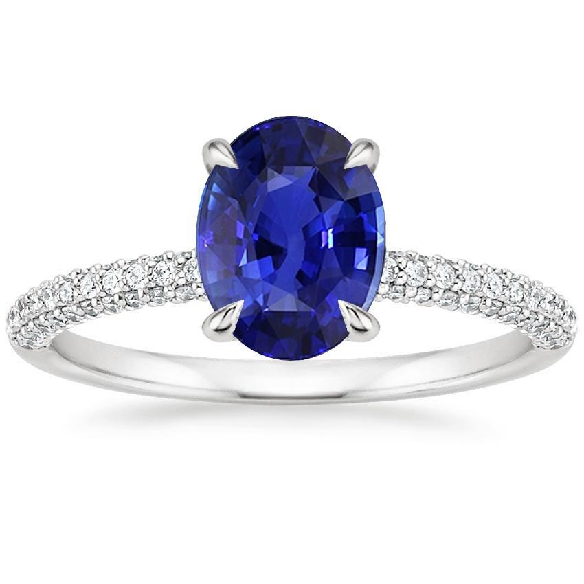 Solitär mit Akzenten Ring Oval Blauer Saphir & Diamanten 5,25 Karat - harrychadent.de