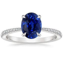 Solitär mit Akzenten Ring Oval Sri Lanka Saphir 3,50 Karat