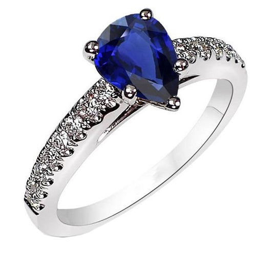 Solitär mit Akzenten Ring Teardrop Style Blauer Saphir 2,50 Karat - harrychadent.de