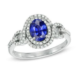 Solitär mit Akzenten Saphir-Aus der Erde Abgebauter Natürlicher Diamant-Ring 3,25 Karat WG 14K