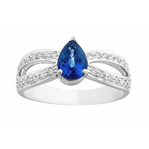 Solitärring Birnenblauer Saphir mit Diamantakzenten 3.50 Karat - harrychadent.de