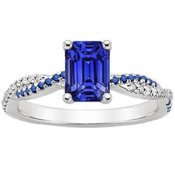 Solitärring Blauer Saphirring & Aus der Erde Abgebauter Natürlicher Diamantakzente 4,25 Karat