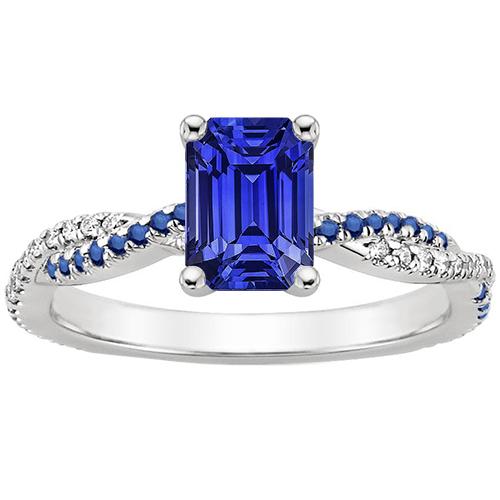 Solitärring Blauer Saphirring & Diamantakzente 4,25 Karat - harrychadent.de