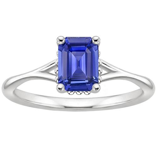 Solitärring Milgrain Shank Smaragdblauer Saphir 2 Karat - harrychadent.de