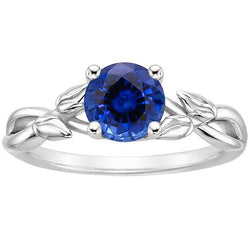 Solitärring Natürlicher blauer Saphir Split Shank Leaf Style 2 Karat