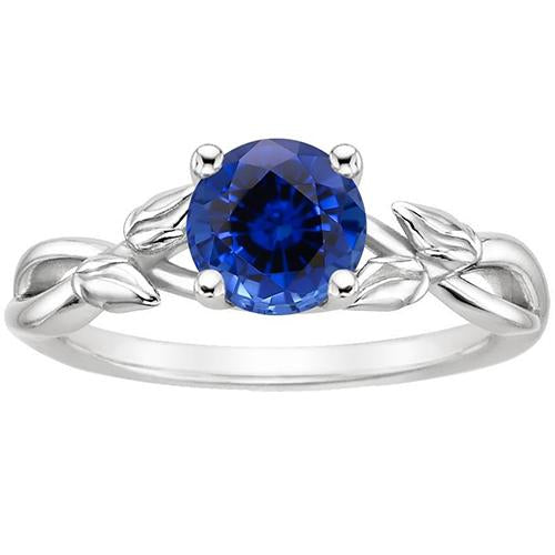 Solitärring Natürlicher blauer Saphir Split Shank Leaf Style 2 Karat - harrychadent.de