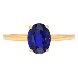 Solitärring Ovaler srilankischer Saphir 2 Karat Gelbgold