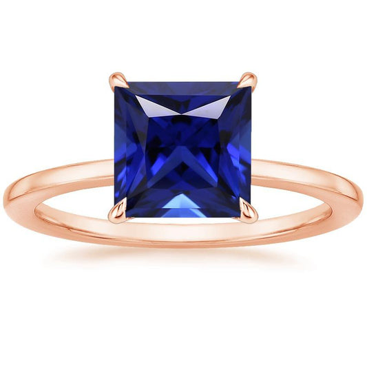 Solitärring Roségold 14K Princess Cut Ceylon Saphir 5 Karat - harrychadent.de