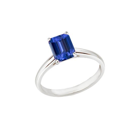 Solitärring Smaragd Naturblauer Saphir 2 Karat Zinken-Set - harrychadent.de