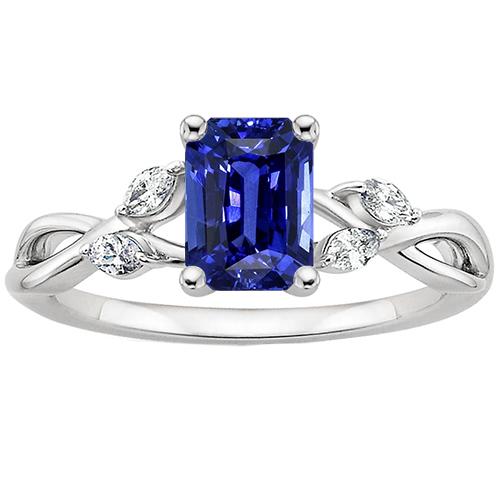 Solitärring Strahlend blauer Saphir mit Marquise-Diamanten 4 Karat - harrychadent.de