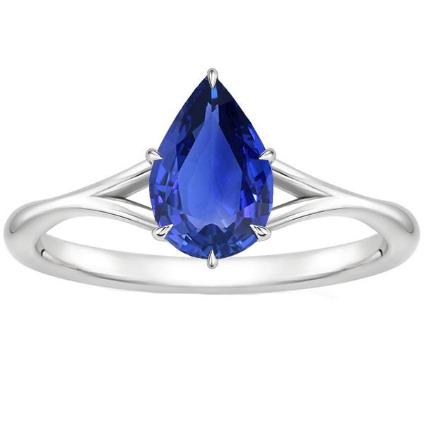 Solitärring Split Shank Birnenschliff Blauer Saphir 2,50 Karat - harrychadent.de