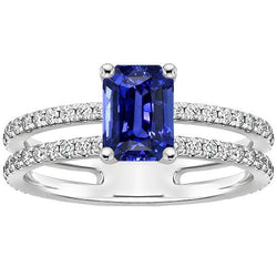 Solitärring mit Akzenten Blauer Saphir & Aus der Erde Abgebauter Natürlicher Diamant 4,50 Karat