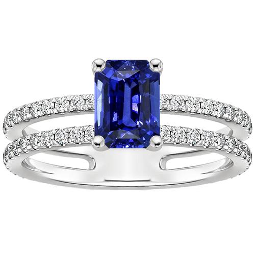 Solitärring mit Akzenten Blauer Saphir & Diamant 4,50 Karat - harrychadent.de