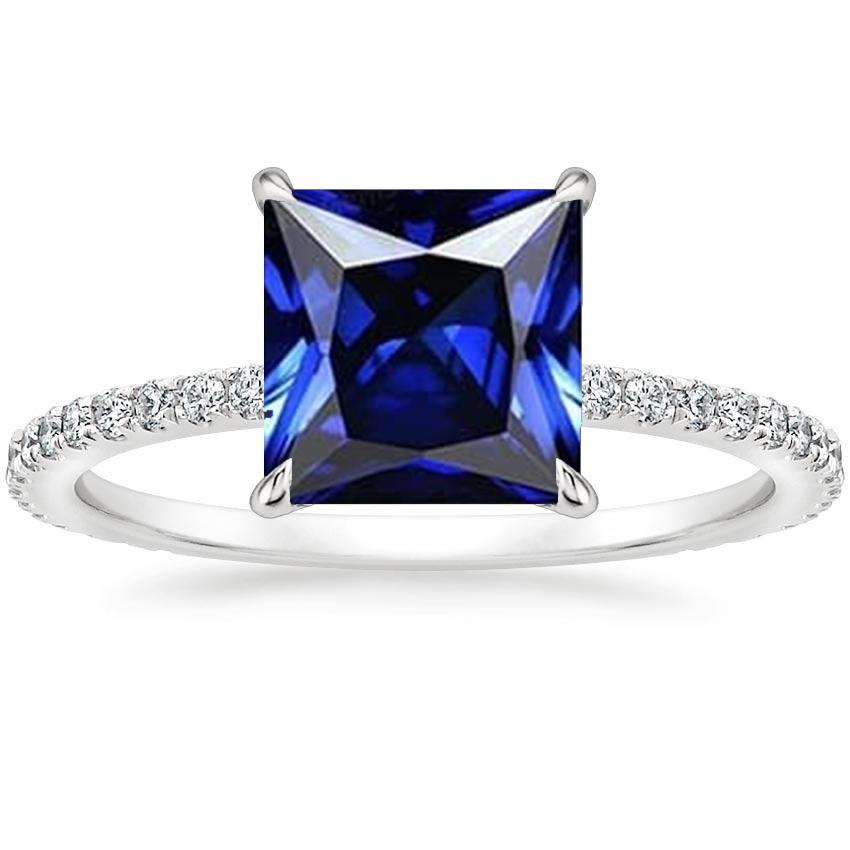 Solitärring mit Akzenten Princess Cut Ceylon Saphir Neu 6 Karat - harrychadent.de