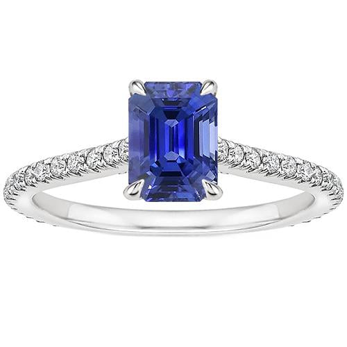 Solitärring mit Akzenten Smaragd Ceylon Saphir & Diamant 4 Karat - harrychadent.de
