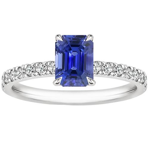 Solitärring mit Akzenten Strahlend blauer Saphir & Diamant 4 Karat - harrychadent.de