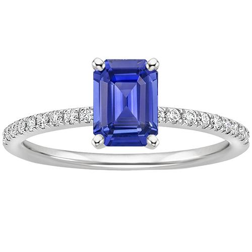 Solitärring mit Akzenten Smaragdblauer Saphir & Diamanten 4 Karat - harrychadent.de