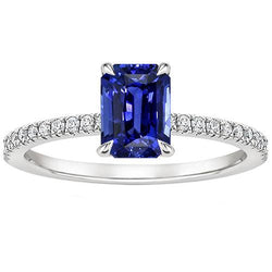 Solitärring mit Akzenten Strahlender Ceylon-Saphir & Aus der Erde Abgebauter Natürlicher Diamant 4 Karat