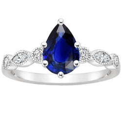 Solitärring mit Marquise & runden Aus der Erde Abgebauter Natürlicher Diamanten Akzente 3 Karat