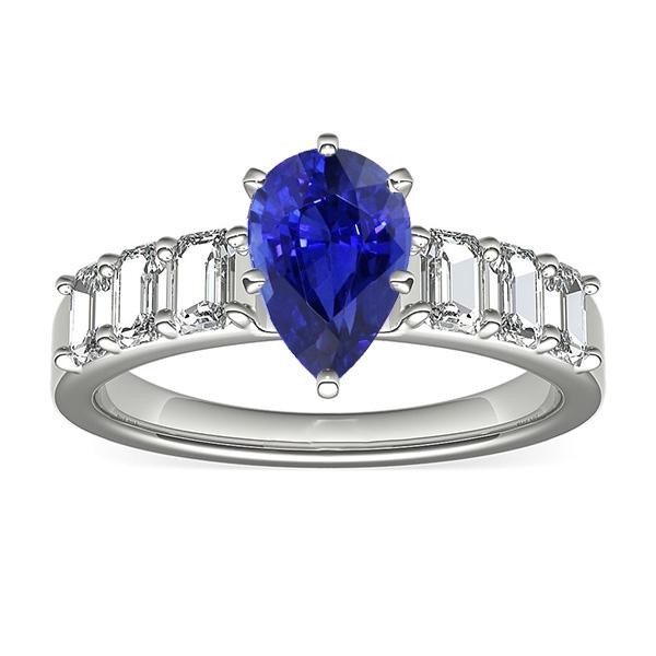 Solitärring mit Smaragd-Diamant-Akzenten Blauer Saphir 2,50 Karat - harrychadent.de