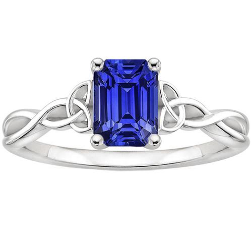 Solitärring mit blauem Saphir im Smaragdschliff im Vintage-Stil von 3,50 Karat - harrychadent.de