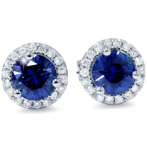 Sri Lanka Blauer Saphir Diamant Ohrstecker Goldschmuck 5 Karat - harrychadent.de