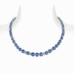 Sri Lanka Blauer Saphir Diamanten 39,25 Karat Halskette Gold 14K