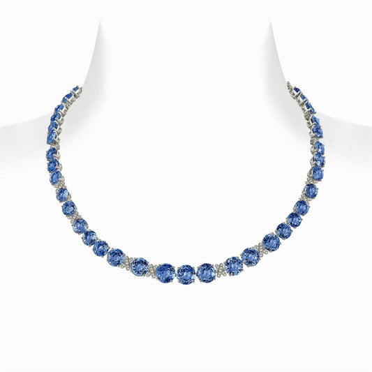 Sri Lanka Blauer Saphir Diamanten 39,25 Karat Halskette Gold 14K - harrychadent.de