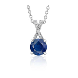 Sri Lanka Blauer Saphir Diamanten Rundschliff 2,65 Ct Anhänger Halskette