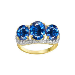 Sri Lanka Blauer Saphir Runde Aus der Erde Abgebauter Natürlicher Diamanten 6 Karat Ring Schmuck