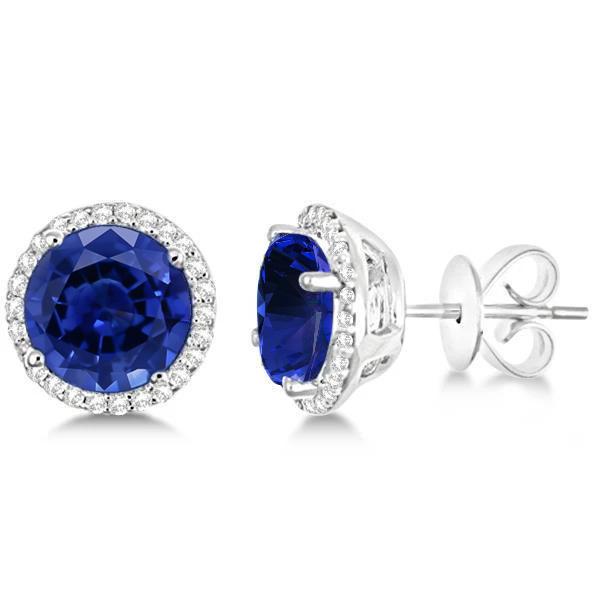 Sri Lanka Blauer Saphir und Diamanten 5,52 Ct Damen Ohrring