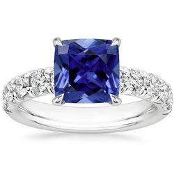 Sri Lanka Saphir Kissenschliff mit Akzenten 3,25 Karat Schmuck