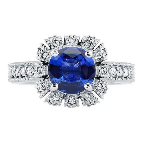 Sri Lanka Saphir Rundschliff Diamant Ehering 3,20 Karat Schmuck - harrychadent.de